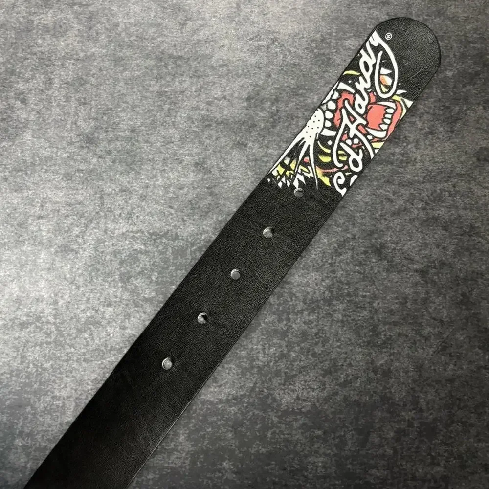 Ed Hardy Men’s 34 Surf Crazy Reversible Tattoo Belt Skull Pin Up Y2K McBling